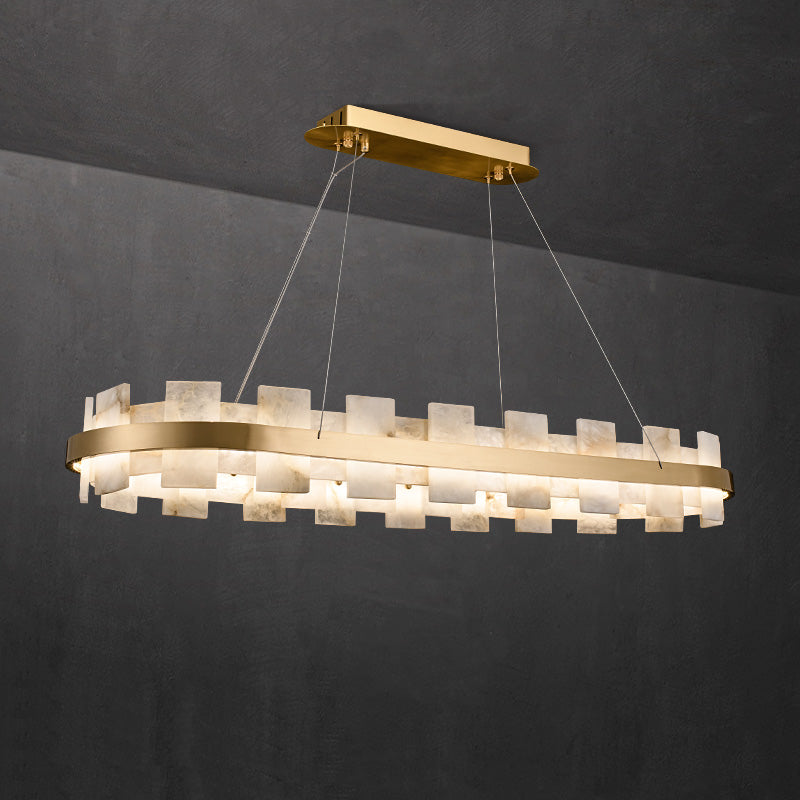 Alabaster Glo Modern Oval Chandelier