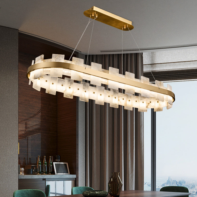 Alabaster Glo Modern Oval Chandelier