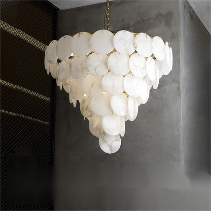 Alabaster Magnolia Multi-Tiered Round Chandelier