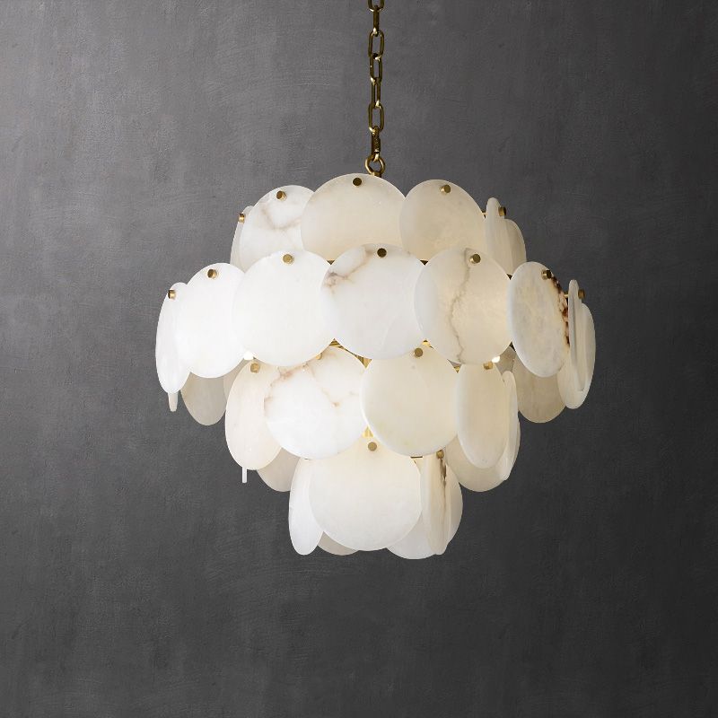 Alabaster Magnolia Multi-Tiered Round Chandelier