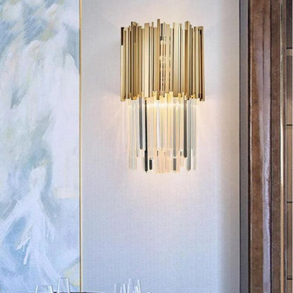 Bourbons Gold Clear Crystal Wall Sconce 18"H