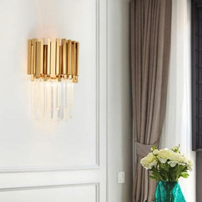 Bourbons Gold Clear Crystal Wall Sconce 18"H