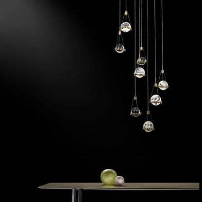 Gina Crystal Ball Ceiling Staircase Chandelier, Foyer Chandelier