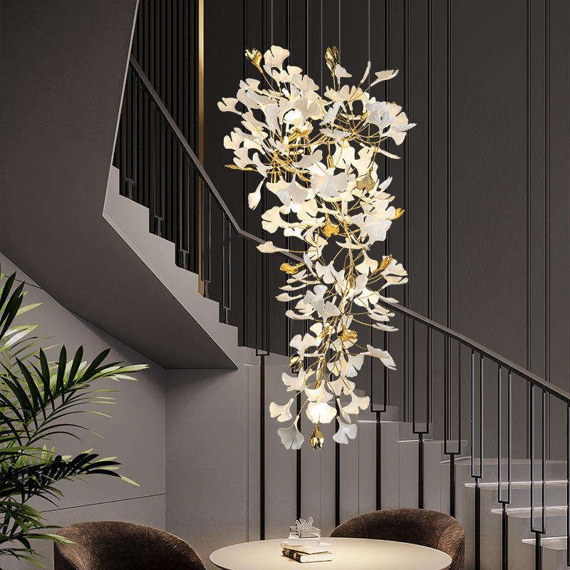 Ceramic Ginkgo Cascading A Branch Chandelier