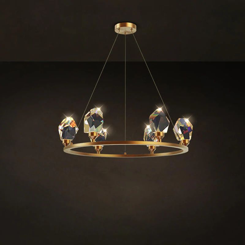 Irene Faceted Crystal Prisms Round Chandelier