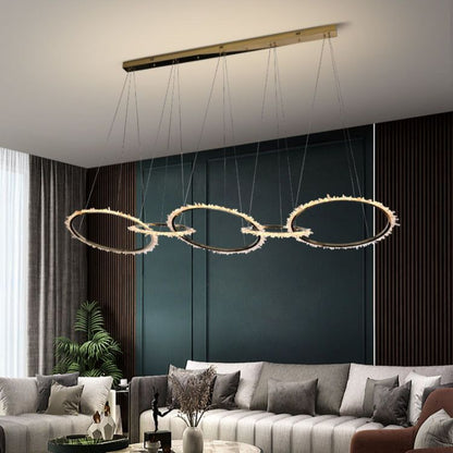 Modern Living Room Crystal 5 Ring Chandelier