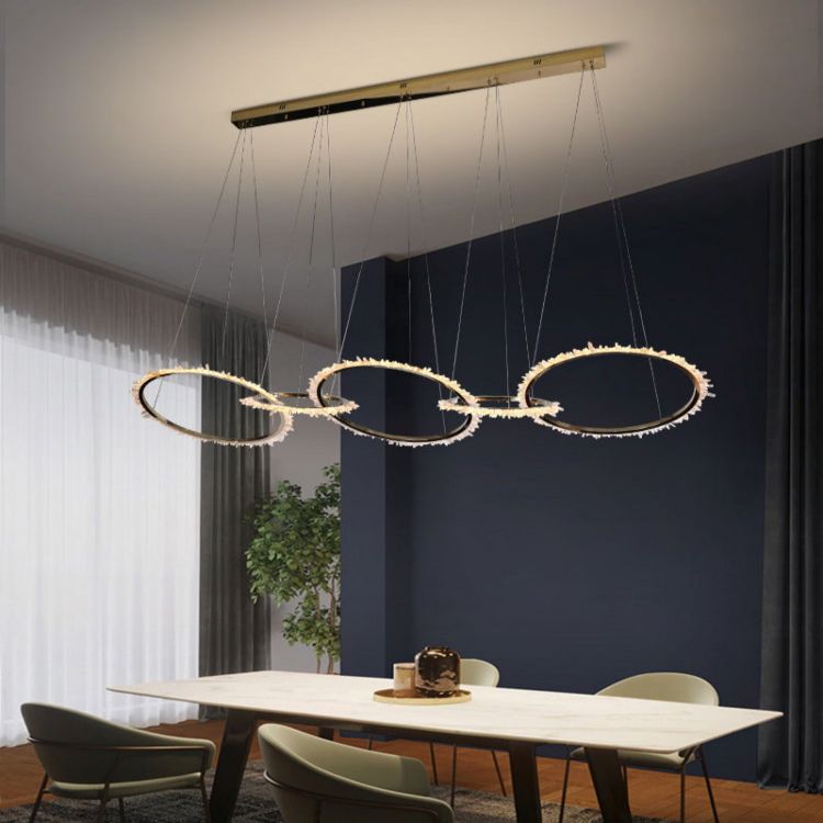 Modern Living Room Crystal 5 Ring Chandelier